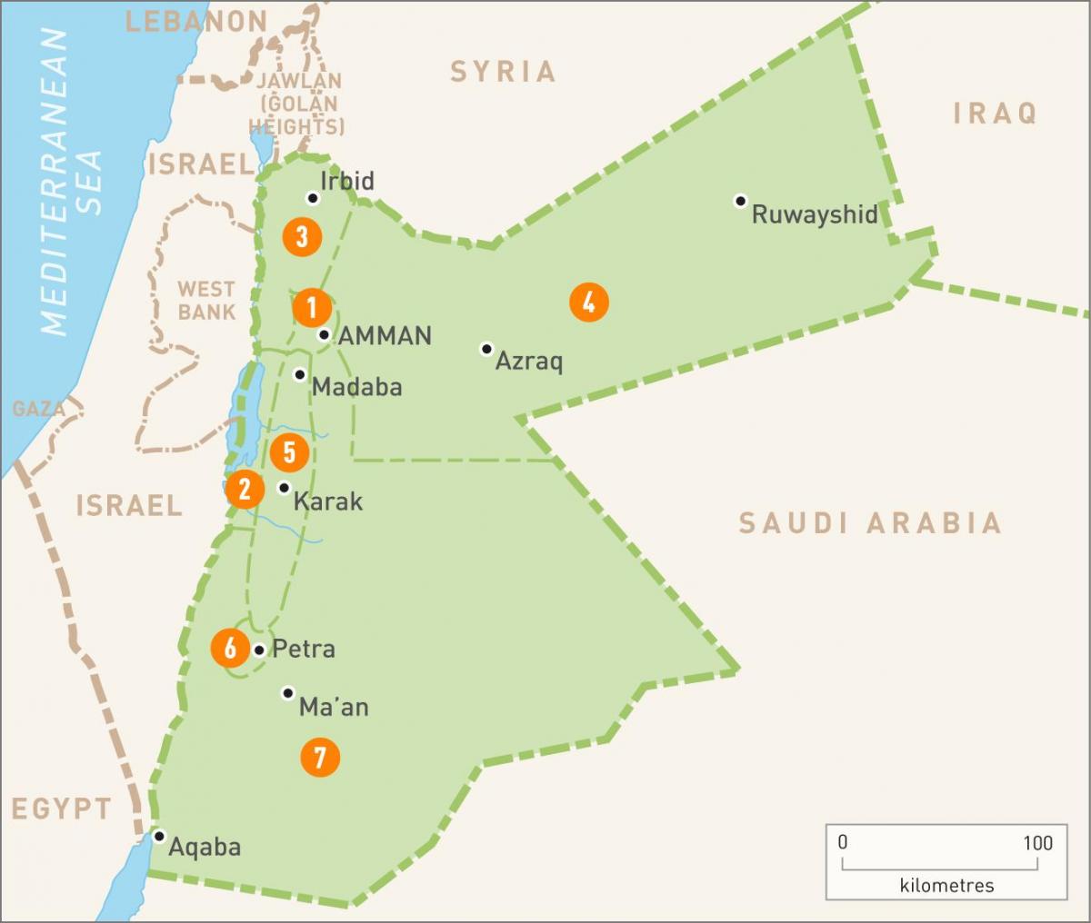 amane, Jordanijoje žemėlapyje