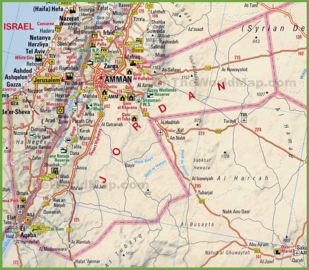 žemėlapis Jordanijos kelių