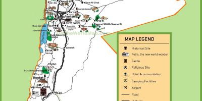 Žemėlapis Jordanijos lankytinų vietų