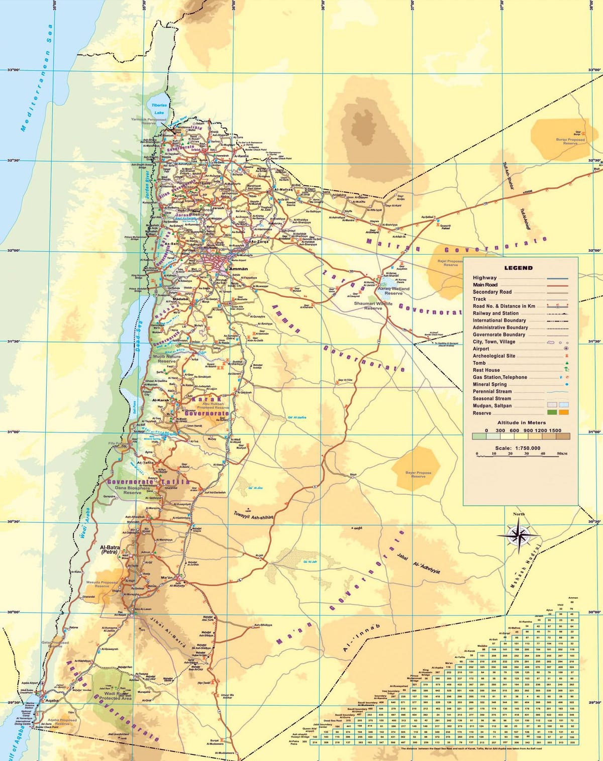žemėlapis fizinis žemėlapis Jordanija