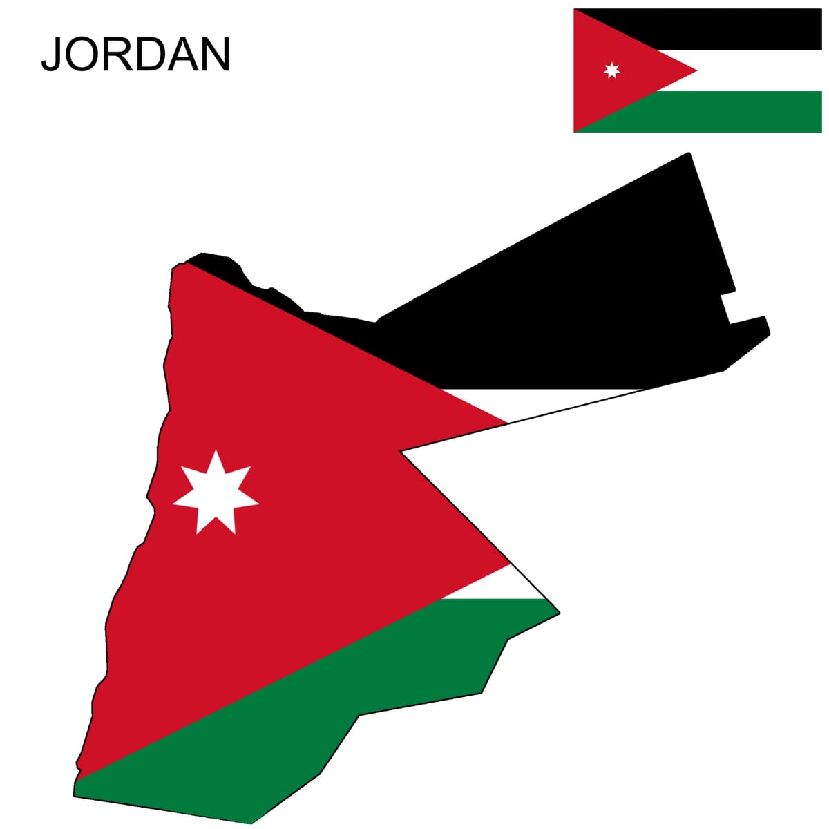 žemėlapis Jordanija žemėlapis, vėliava