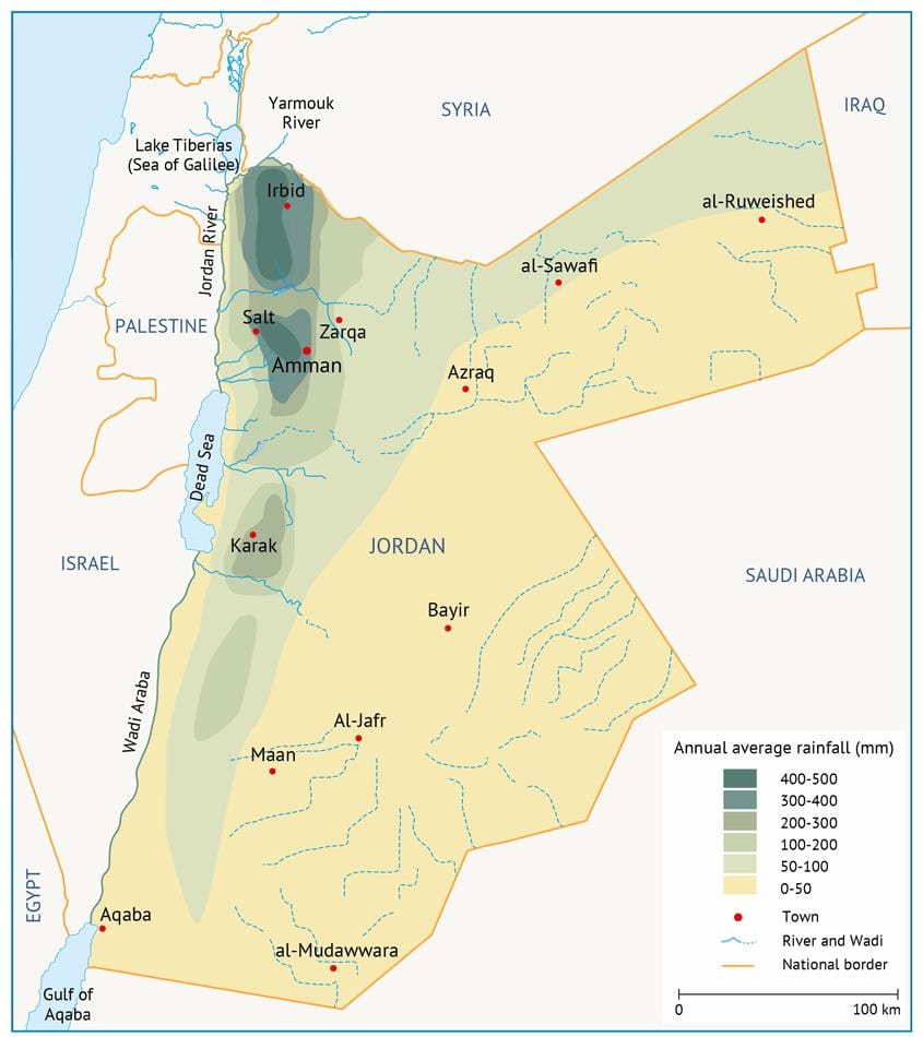 žemėlapis Jordanija geografija