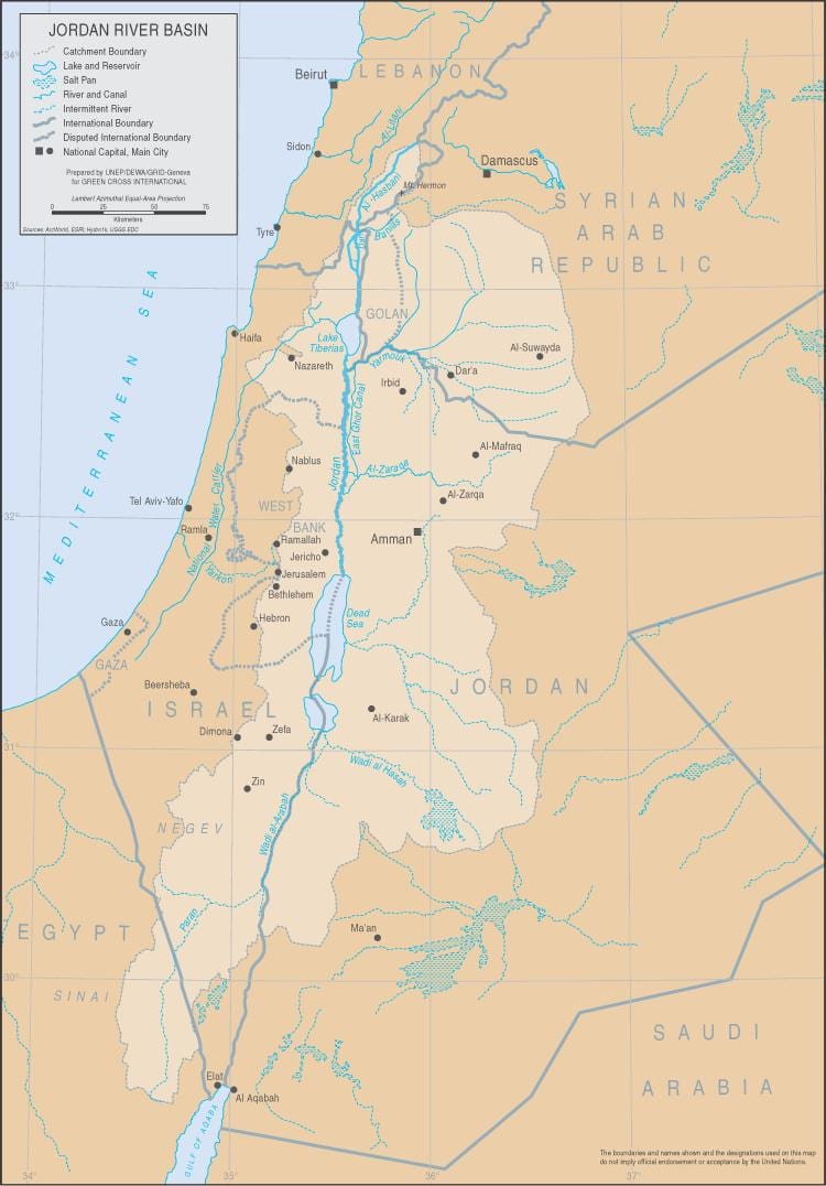žemėlapis Jordanija upė pasaulyje