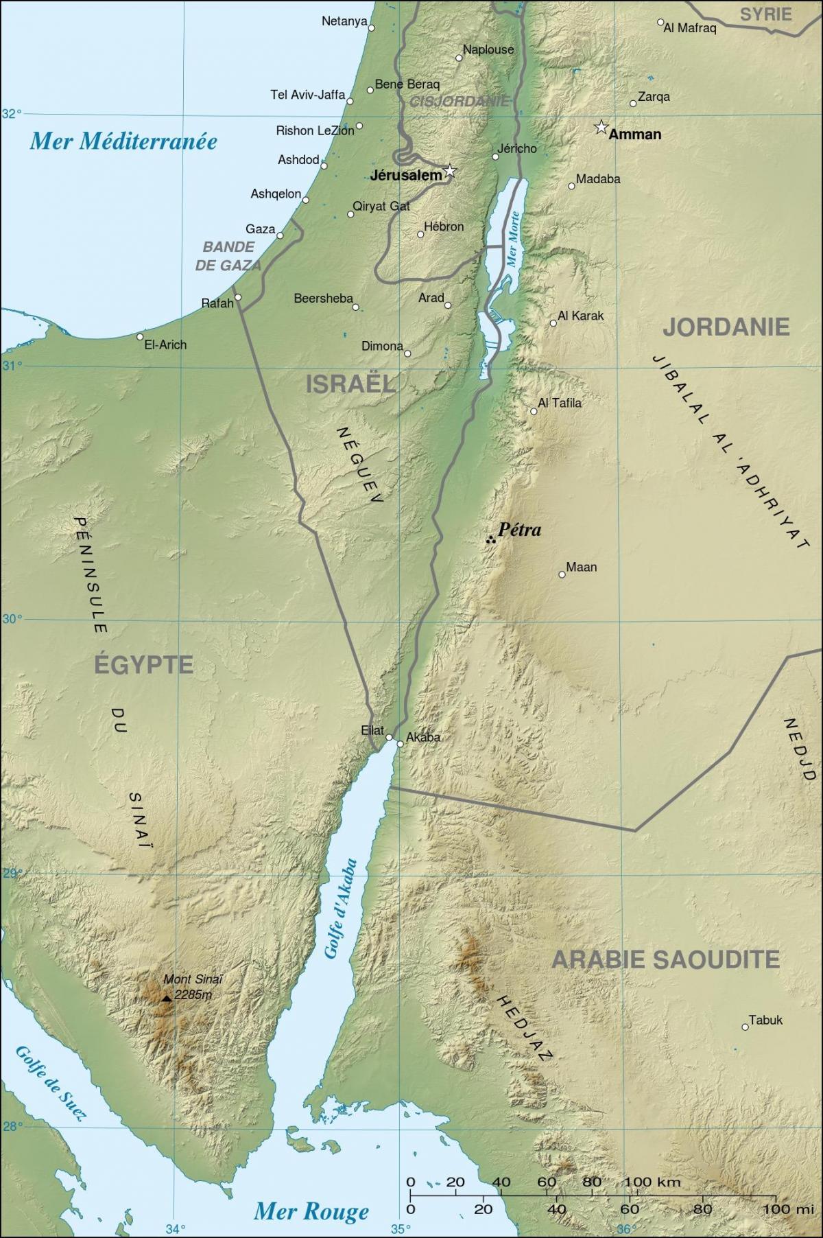 žemėlapis Jordanija rodo petra