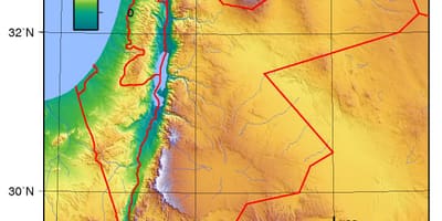 Žemėlapis Jordanija aukštis
