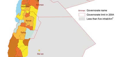 Žemėlapis Jordanijos gyventojų