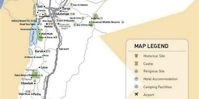 Jordanijos lankytinų vietų žemėlapis