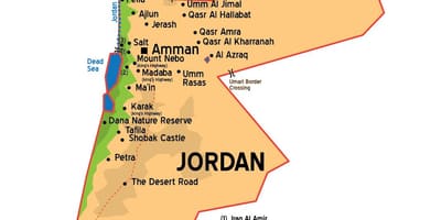 Jordanijos miestus žemėlapyje